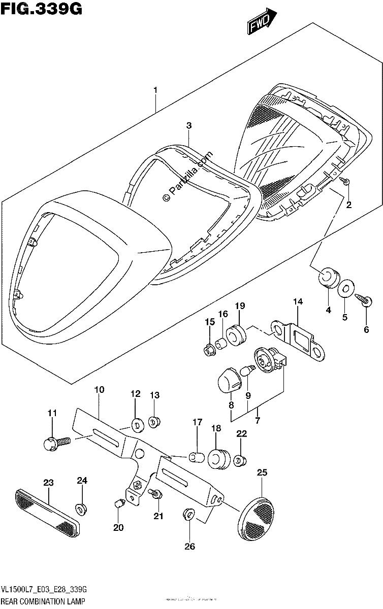 Diagrama de REAR COMBINATION LAMP VL1500TL7 E33