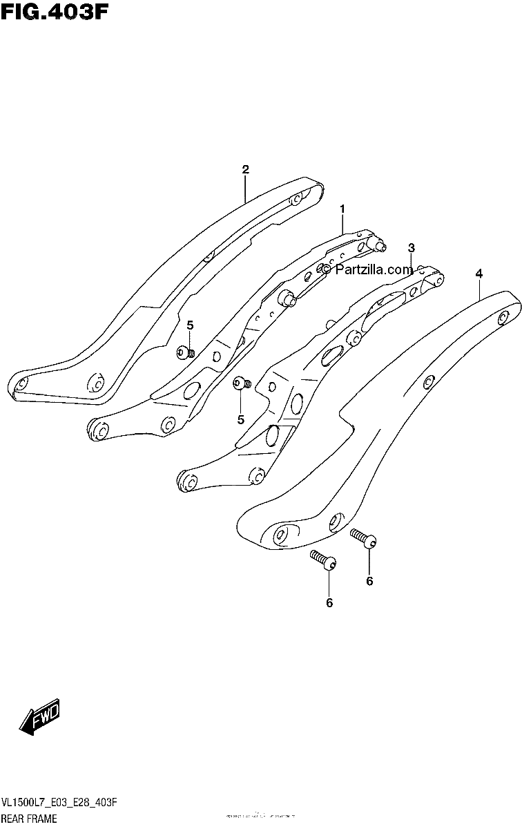 Diagrama de REAR FRAME VL1500TL7 E28