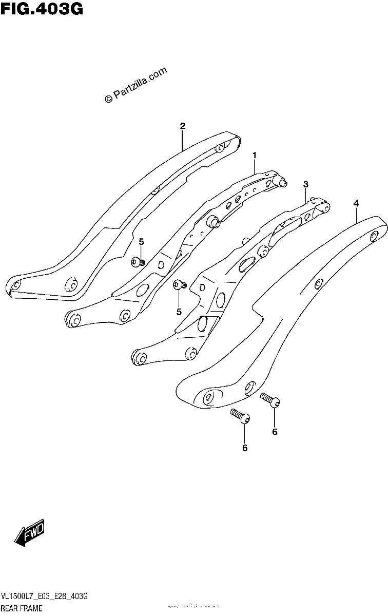 Diagrama de REAR FRAME VL1500TL7 E33