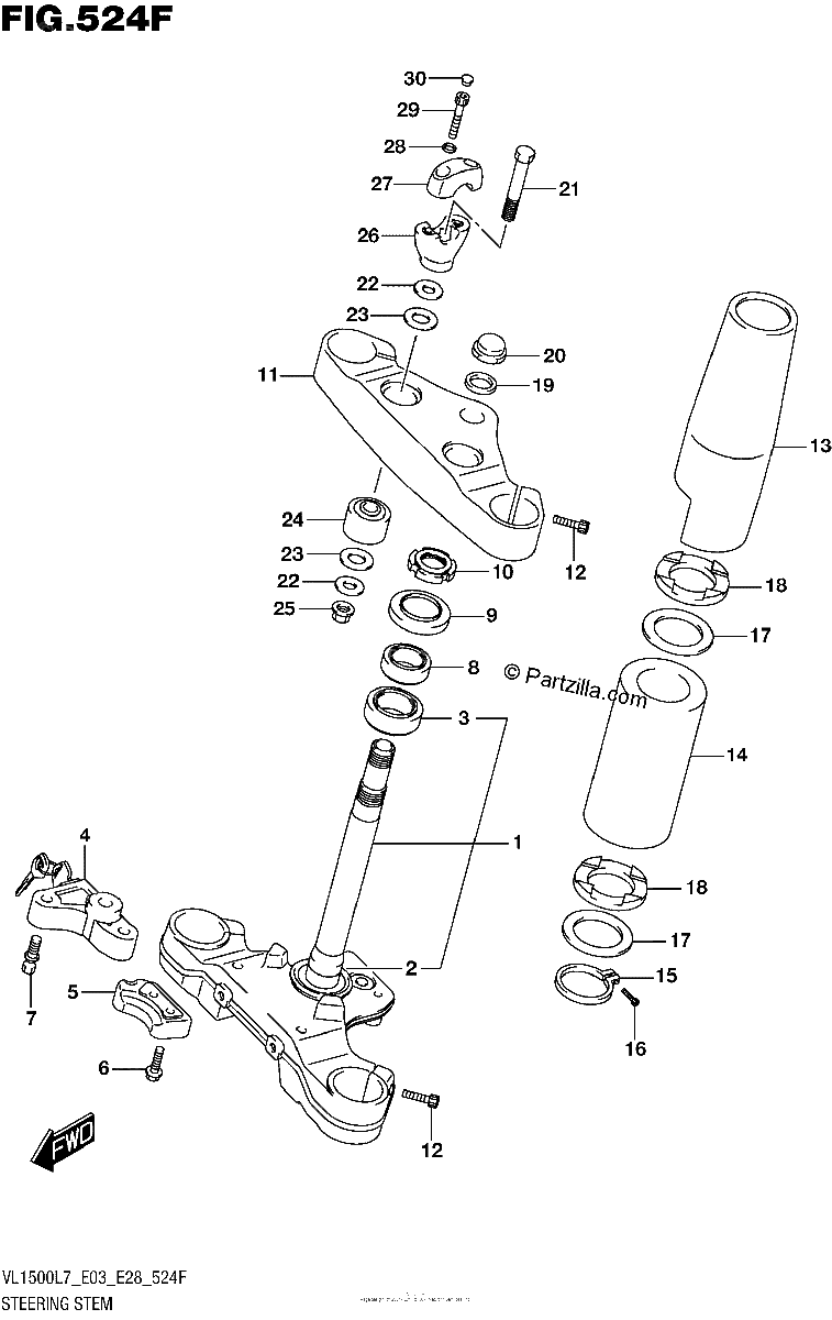 Diagrama de STEERING STEM VL1500TL7 E28