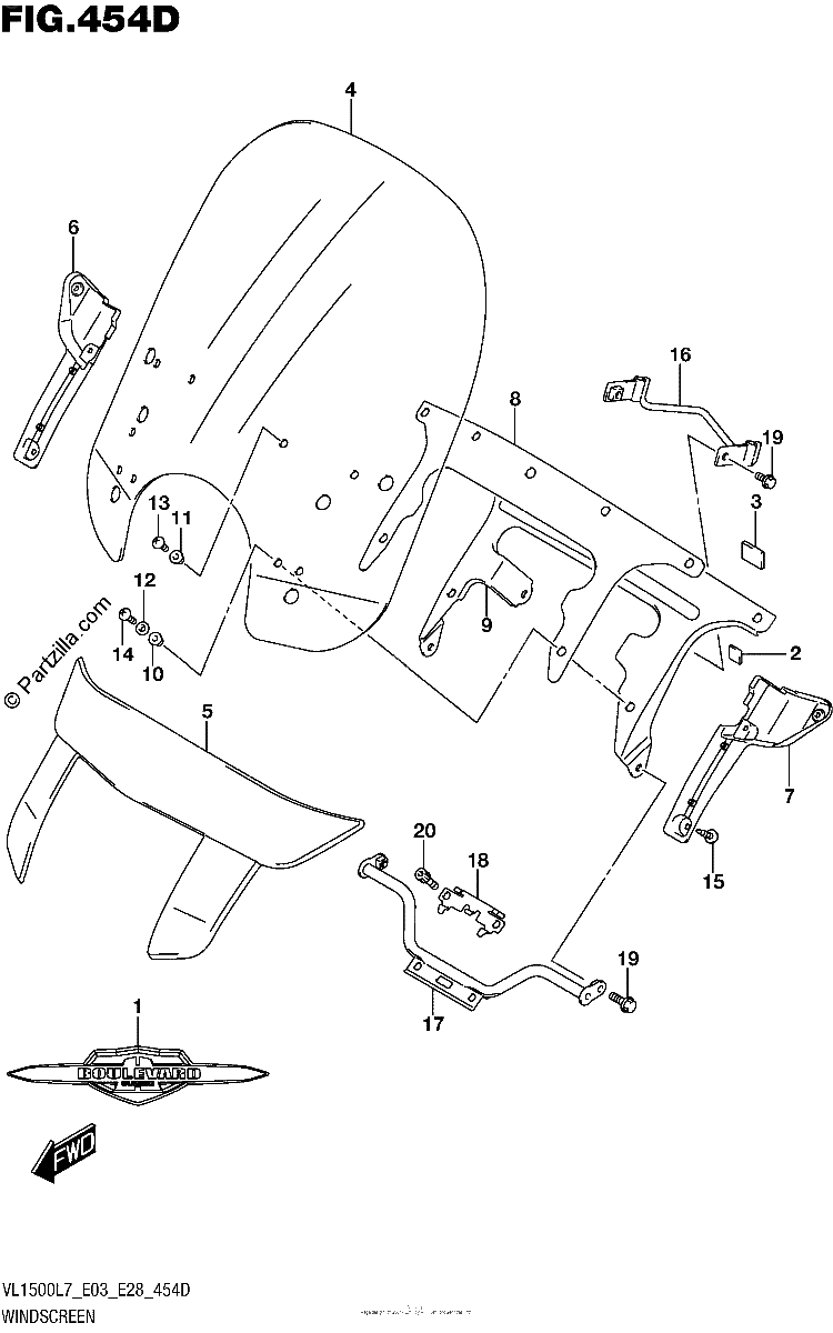 Diagrama de WINDSCREEN VL1500TL7 E33