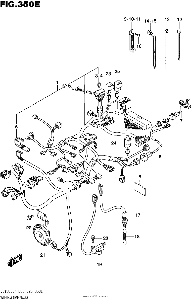 Diagrama de WIRING HARNESS VL1500TL7 E03