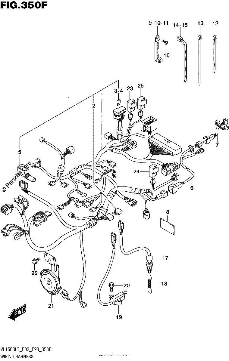 Diagrama de WIRING HARNESS VL1500TL7 E28