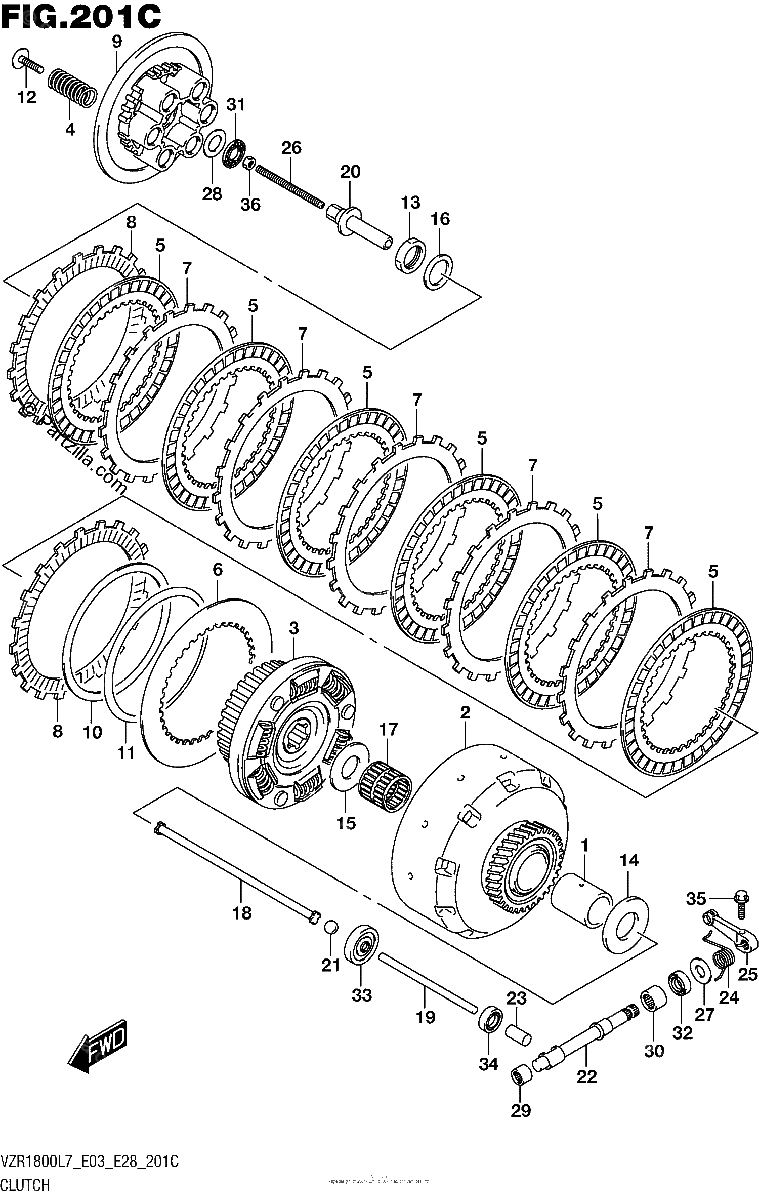 Diagrama de CLUTCH VZR1800BZL7 E28
