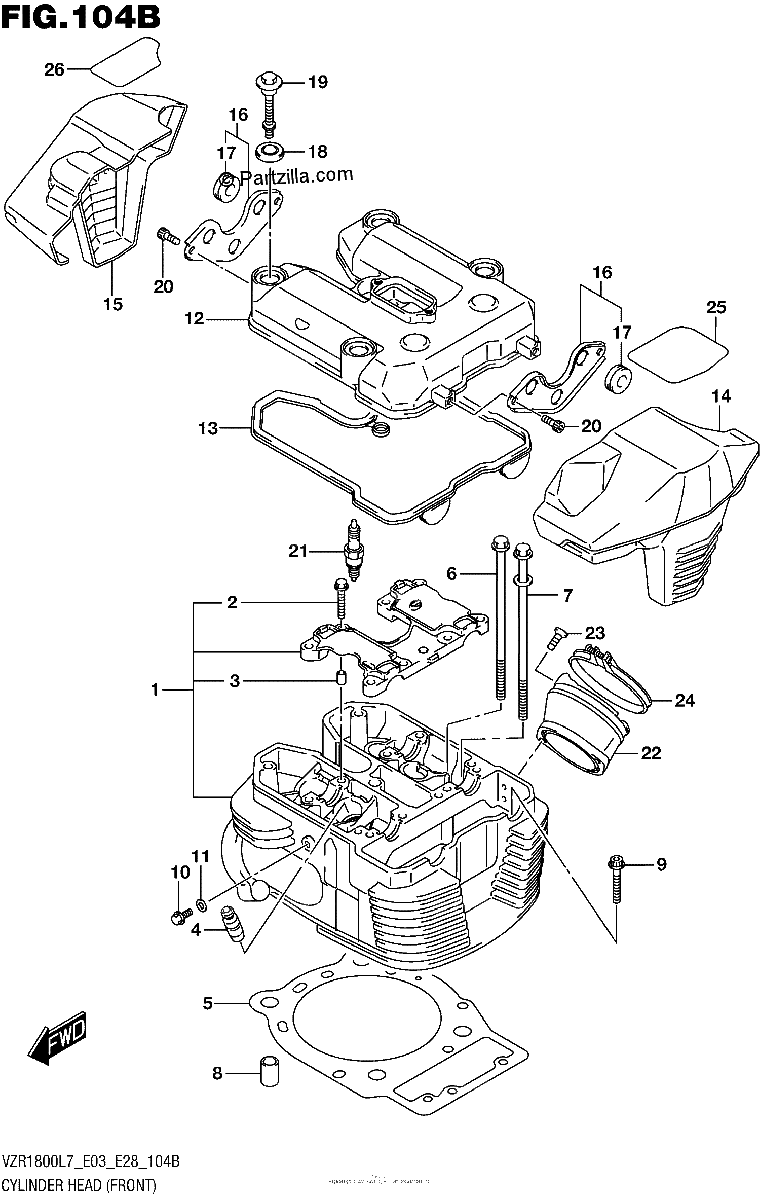 Diagrama de CYLINDER HEAD FRONT VZR1800BZL7 E03