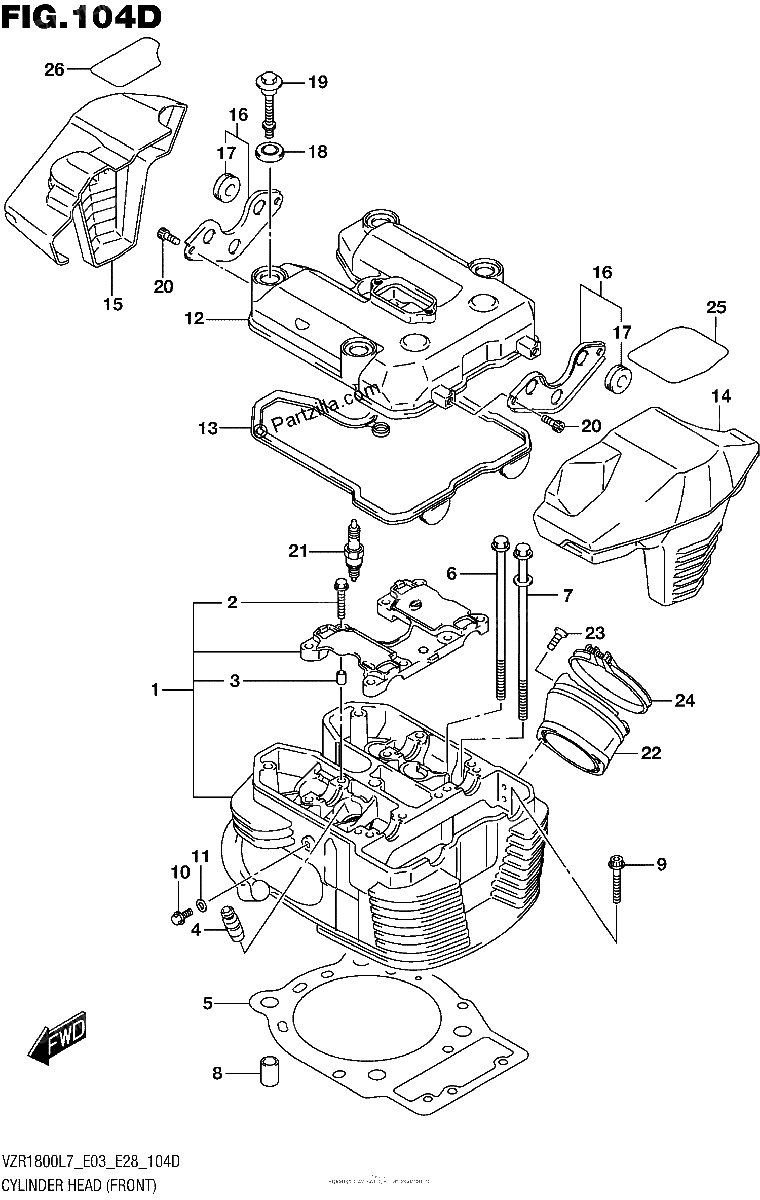 Diagrama de CYLINDER HEAD FRONT VZR1800BZL7 E33