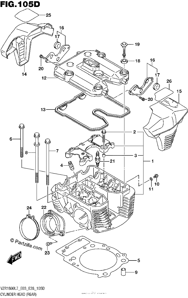 Diagrama de CYLINDER HEAD REAR VZR1800BZL7 E33