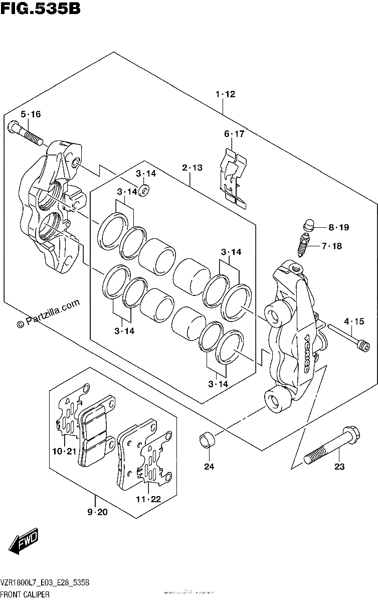Diagrama de FRONT CALIPER VZR1800BZL7 E03