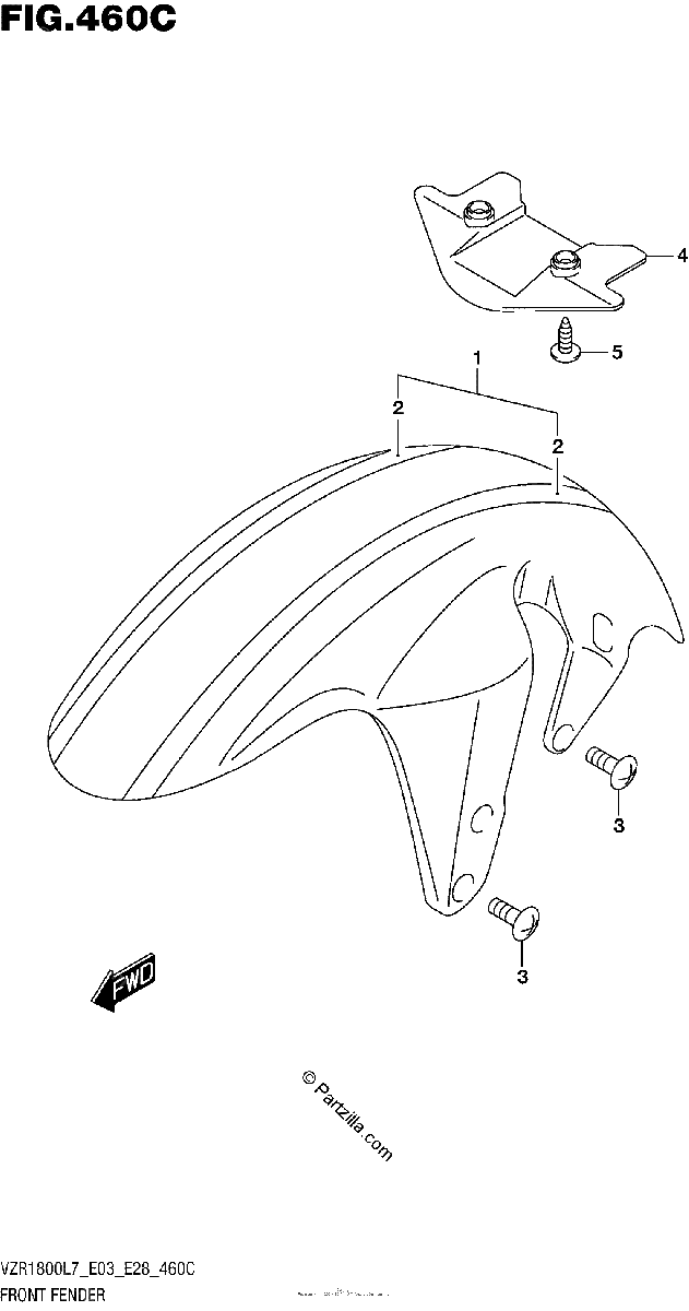 Diagrama de FRONT FENDER FOR BBD VZR1800BZL7 E03