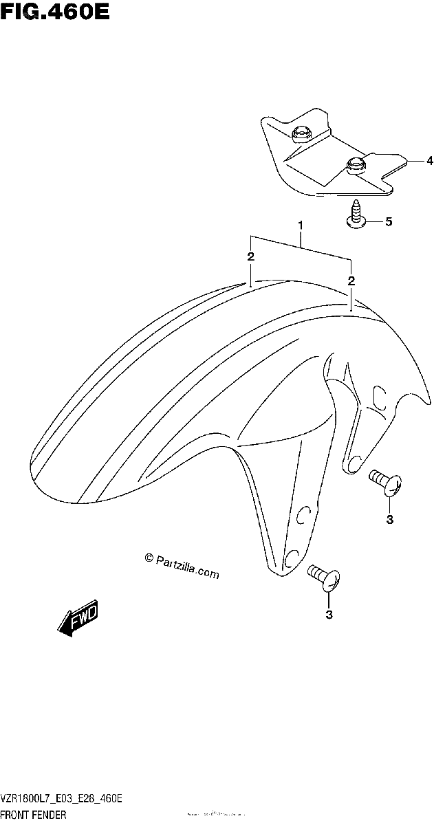 Diagrama de FRONT FENDER FOR BBD VZR1800BZL7 E28