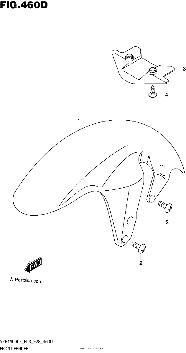 Diagrama de FRONT FENDER FOR PGZ VZR1800BZL7 E28