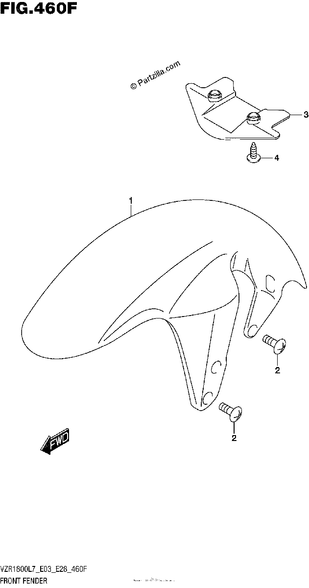 Diagrama de FRONT FENDER FOR PGZ VZR1800BZL7 E33