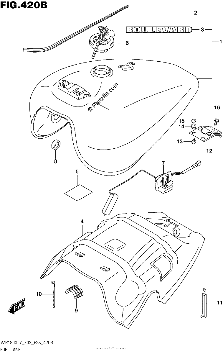 Diagrama de FUEL TANK VZR1800BZL7 E03