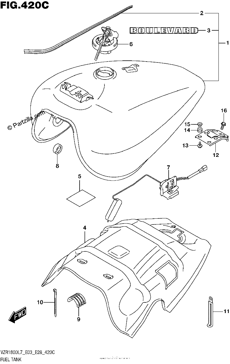Diagrama de FUEL TANK VZR1800BZL7 E28