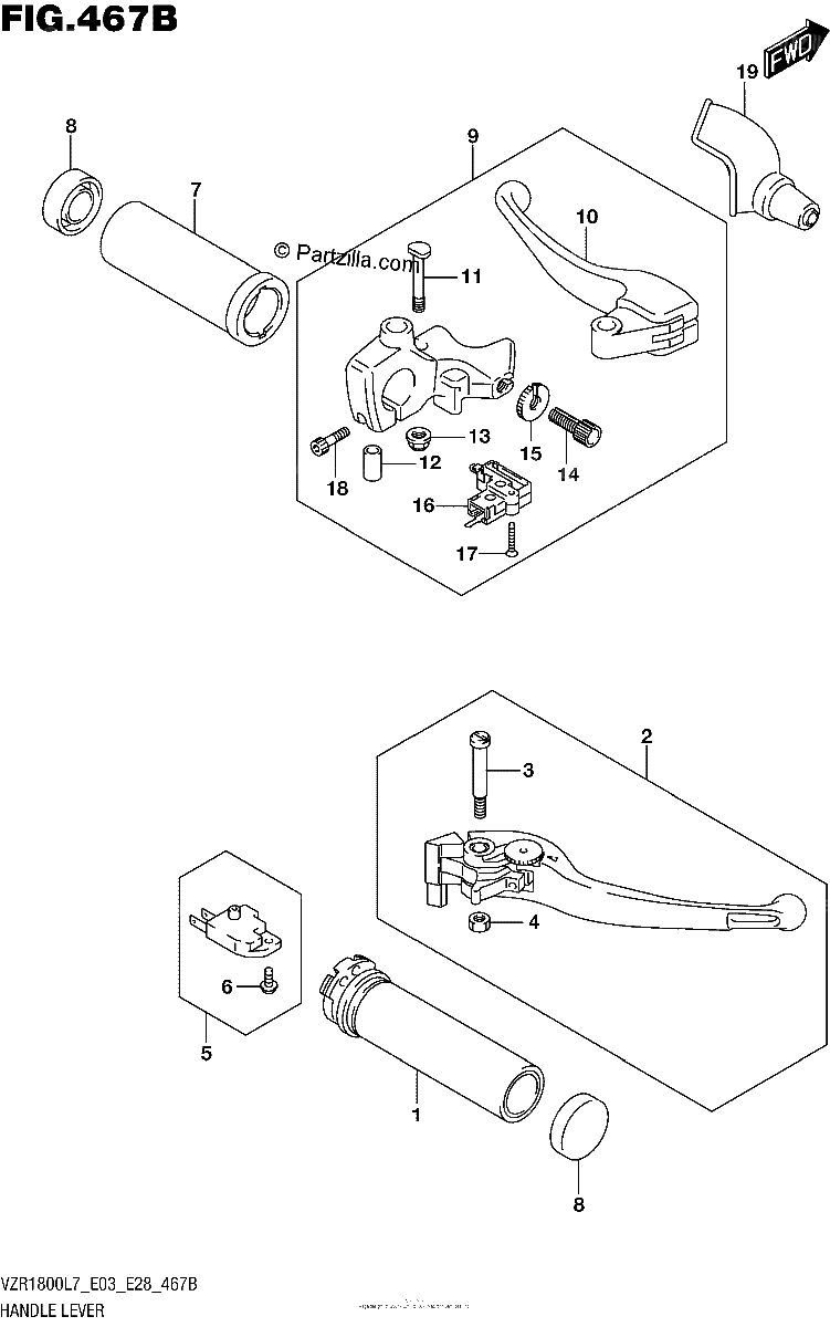 Diagrama de HANDLE LEVER VZR1800BZL7 E03