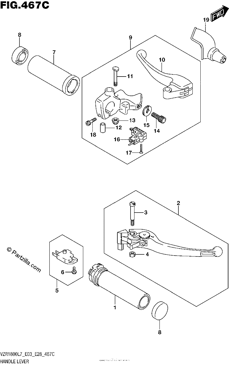 Diagrama de HANDLE LEVER VZR1800BZL7 E28