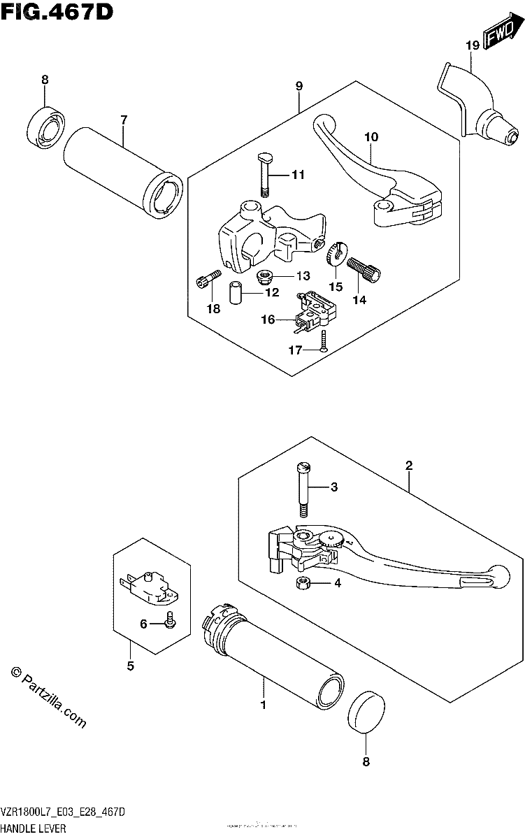 Diagrama de HANDLE LEVER VZR1800BZL7 E33