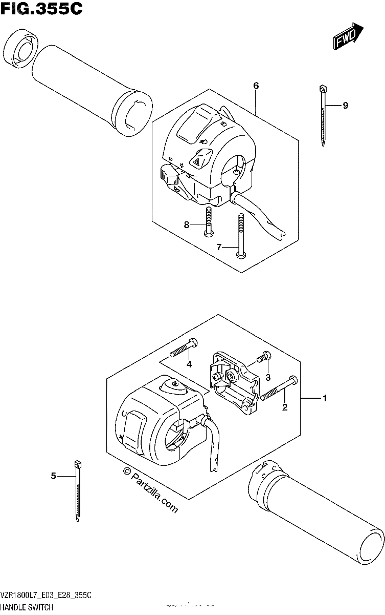 Diagrama de HANDLE SWITCH VZR1800BZL7 E28