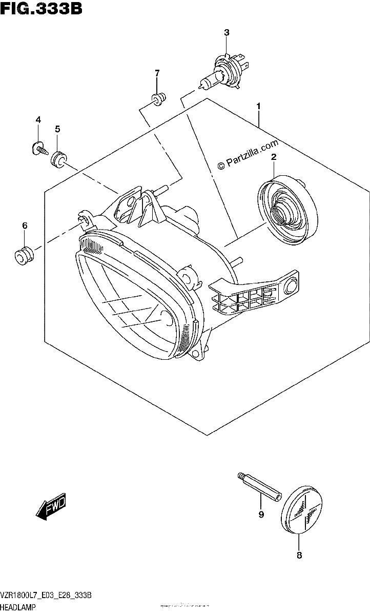 Diagrama de HEADLAMP VZR1800BZL7 E03