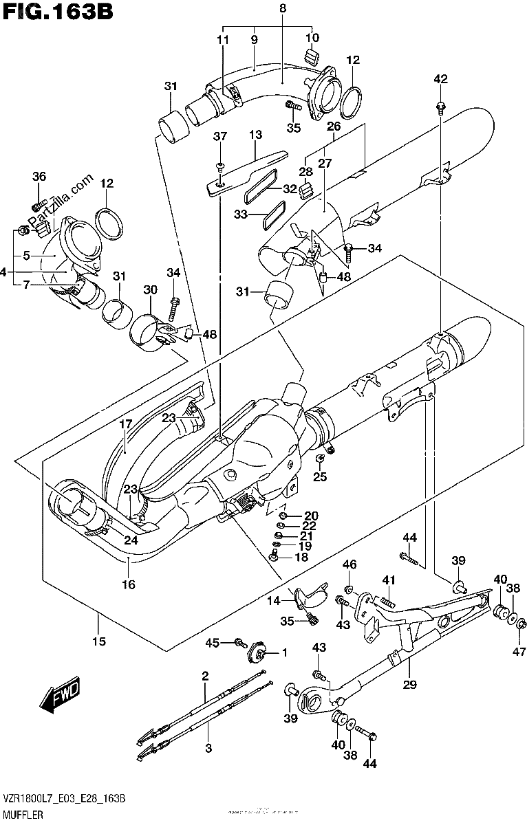 Diagrama de MUFFLER VZR1800BZL7 E03