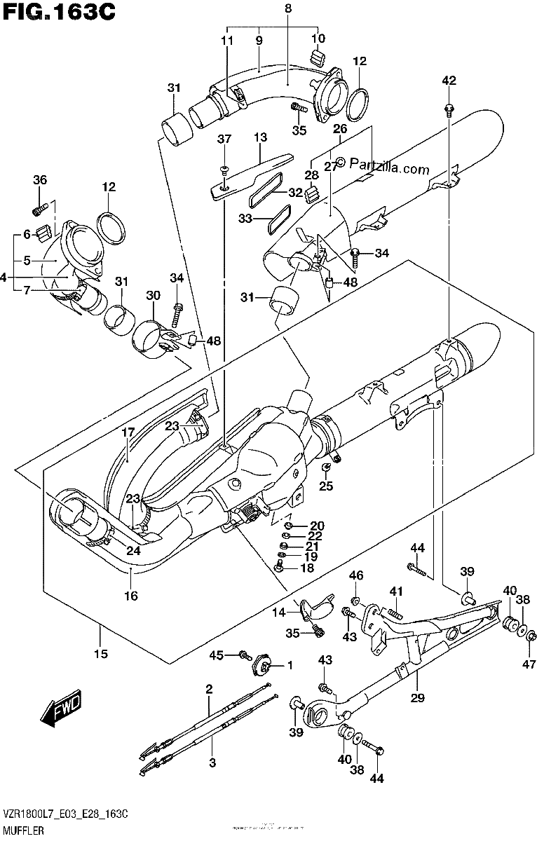 Diagrama de MUFFLER VZR1800BZL7 E28