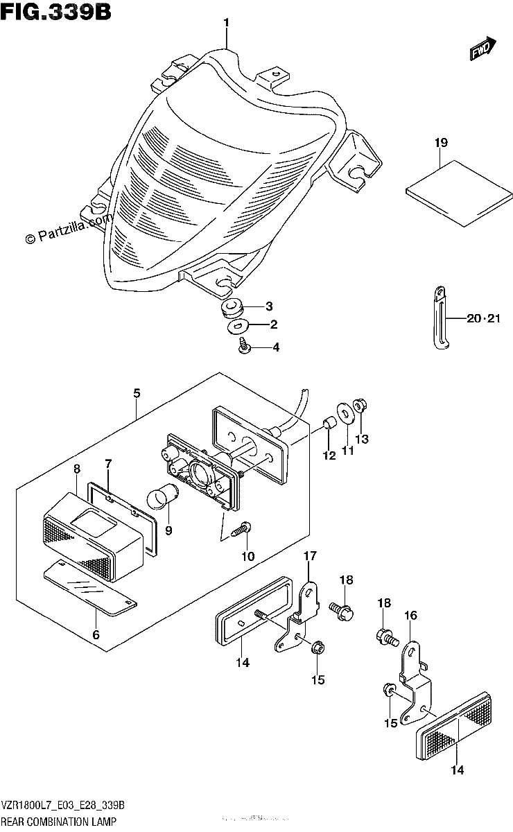 Diagrama de REAR COMBINATION LAMP VZR1800BZL7 E03