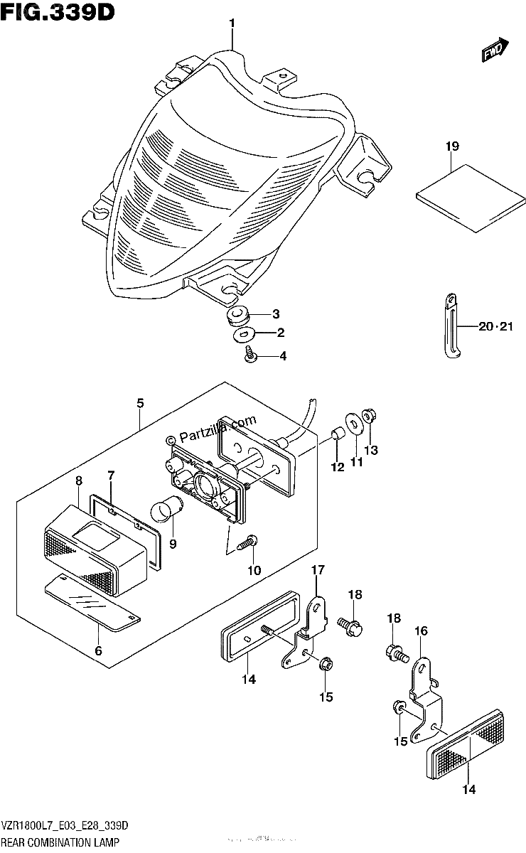 Diagrama de REAR COMBINATION LAMP VZR1800BZL7 E33