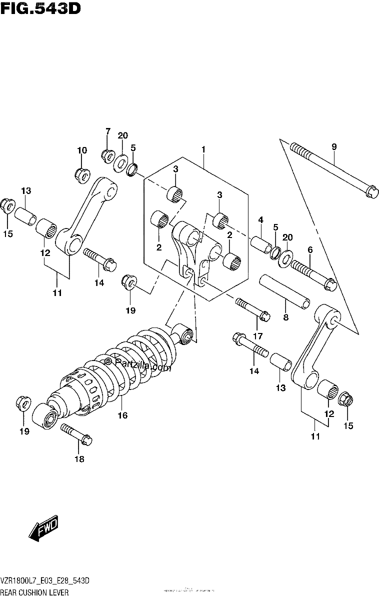 Diagrama de REAR CUSHION LEVER VZR1800BZL7 E33