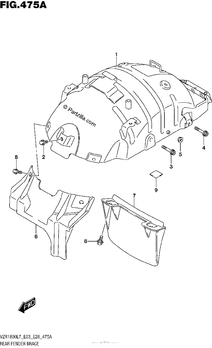 Diagrama de REAR FENDER BRACE