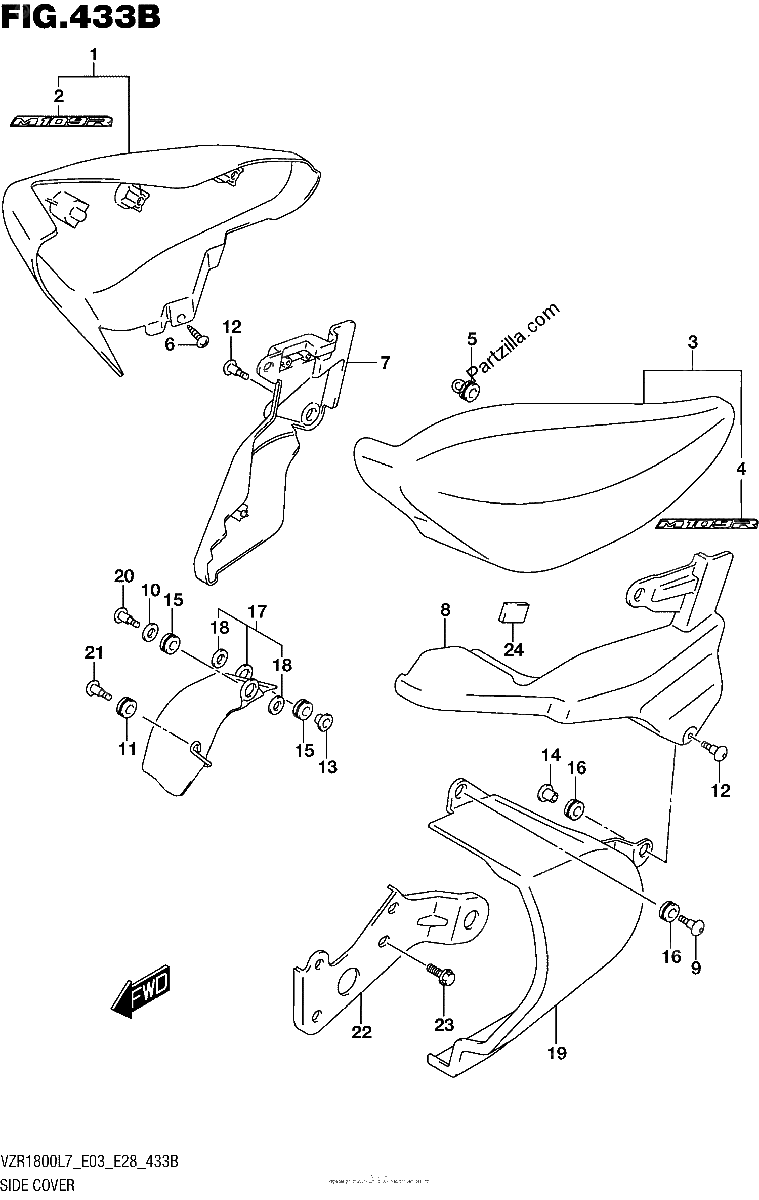 Diagrama de SIDE COVER VZR1800BZL7 E03