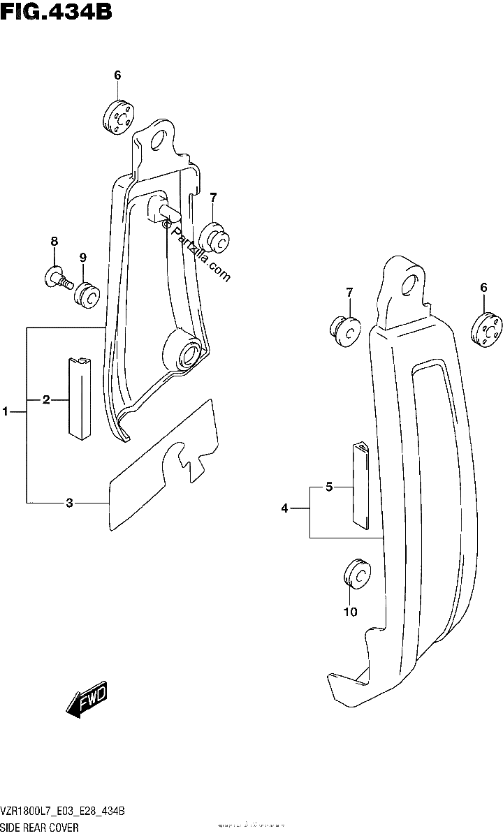 Diagrama de SIDE REAR COVER VZR1800BZL7 E03