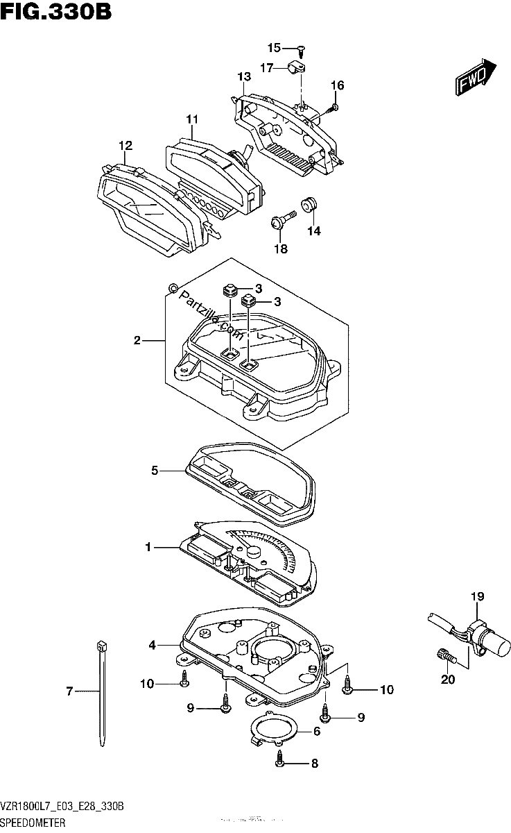 Diagrama de SPEEDOMETER VZR1800BZL7 E03