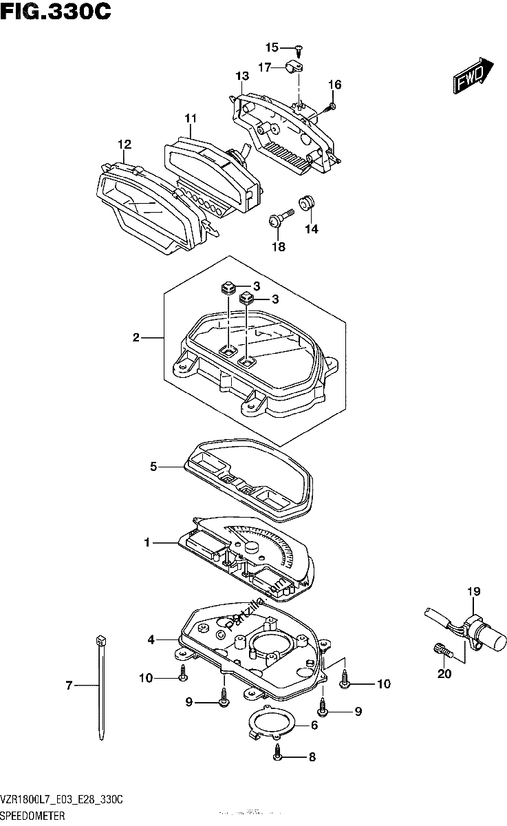 Diagrama de SPEEDOMETER VZR1800BZL7 E28