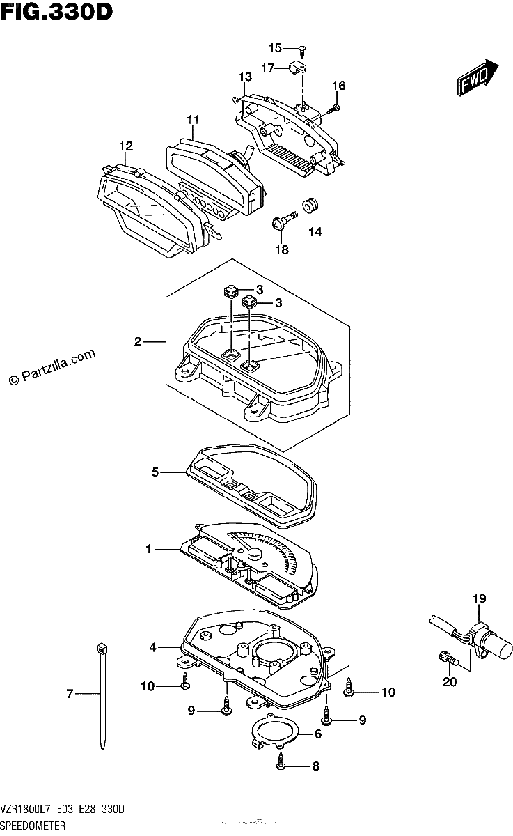 Diagrama de SPEEDOMETER VZR1800BZL7 E33