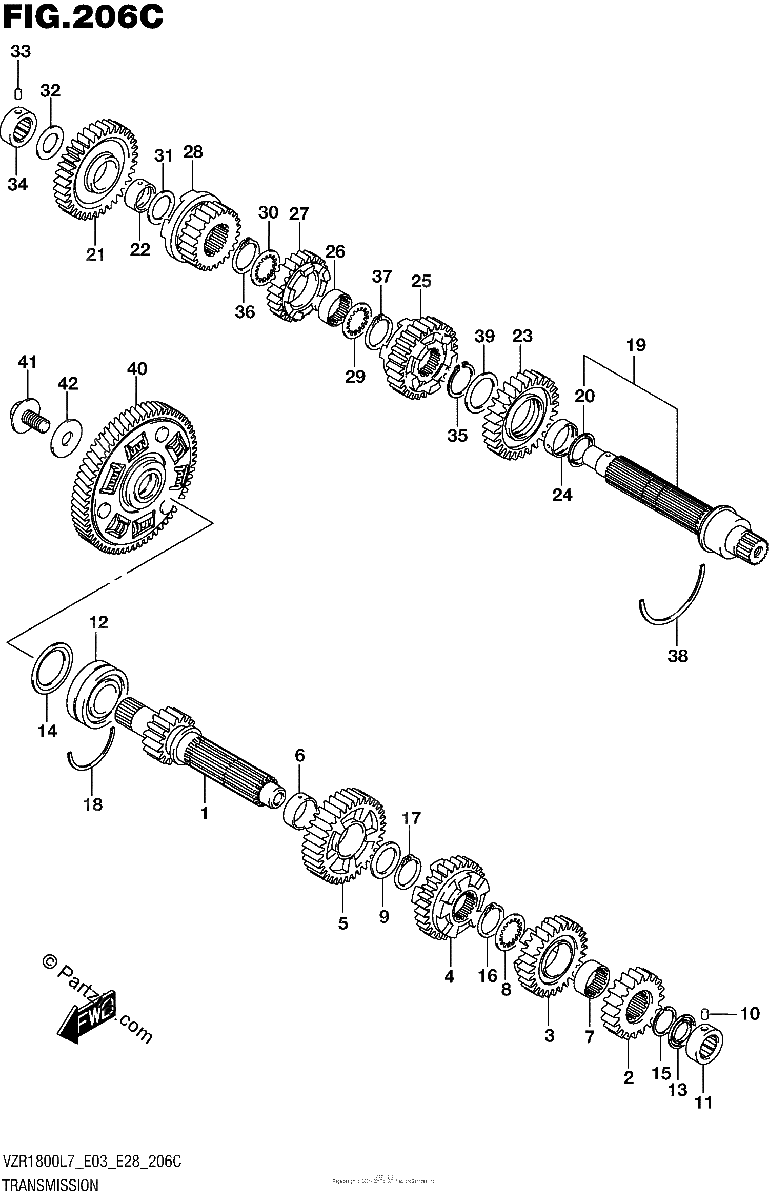Diagrama de TRANSMISSION VZR1800BZL7 E28