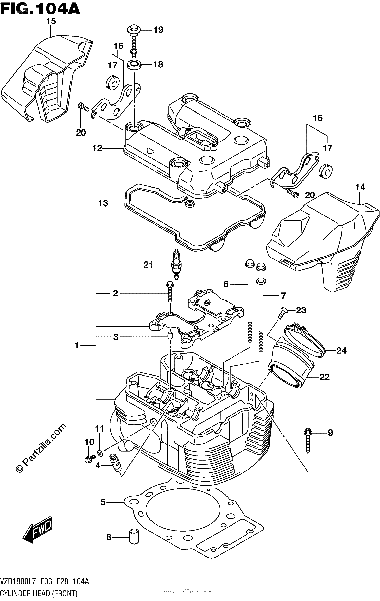 Diagrama de CYLINDER HEAD FRONT VZR1800L7 E28