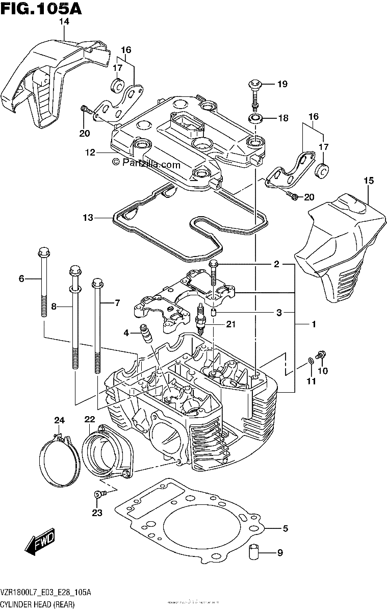 Diagrama de CYLINDER HEAD REAR VZR1800L7 E28