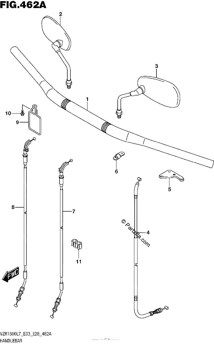 Diagrama de HANDLEBAR VZR1800L7 E28