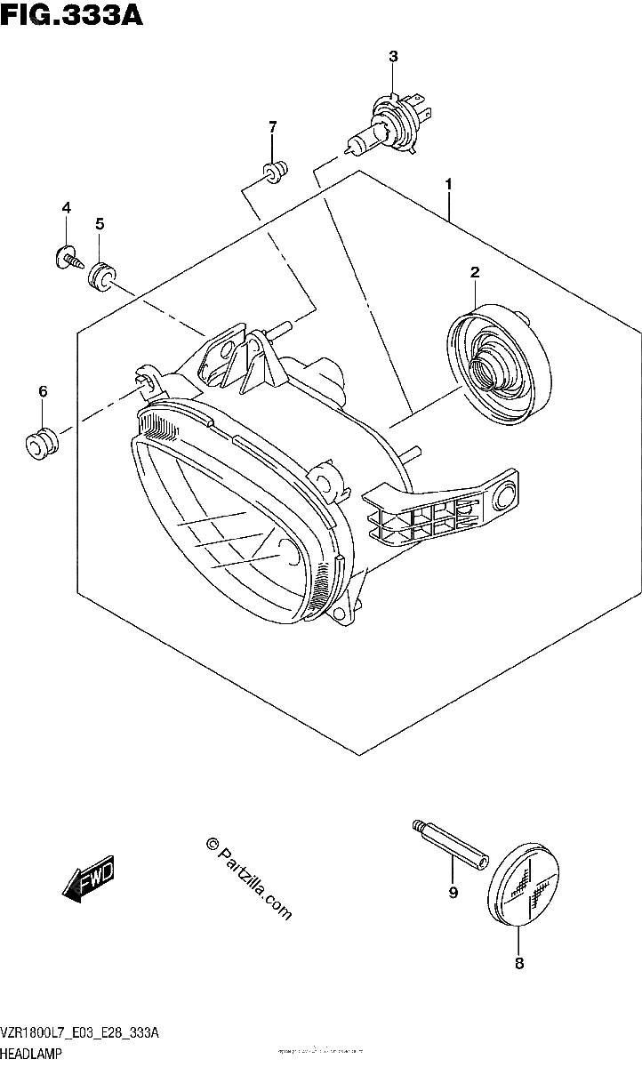 Diagrama de HEADLAMP VZR1800L7 E28