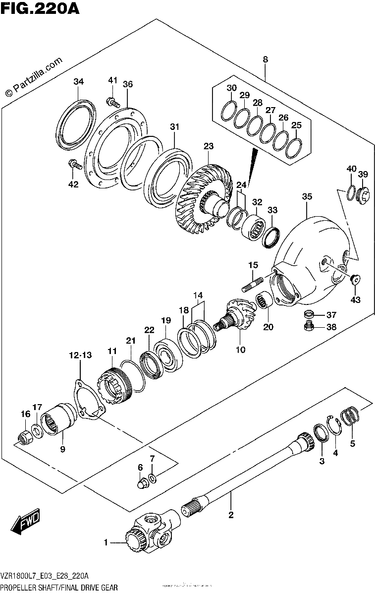 Diagrama de PROPELLER SHAFT FINAL DRIVE GEAR