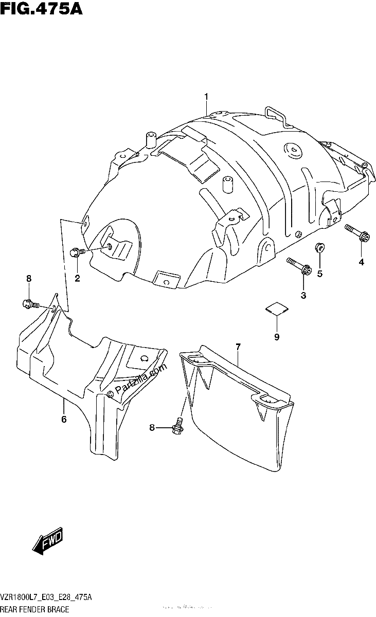 Diagrama de REAR FENDER BRACE