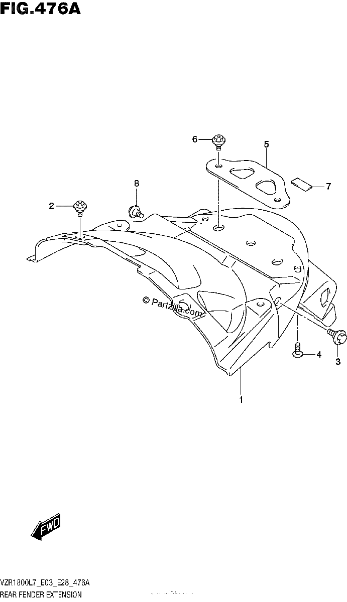 Diagrama de REAR FENDER EXTENSION