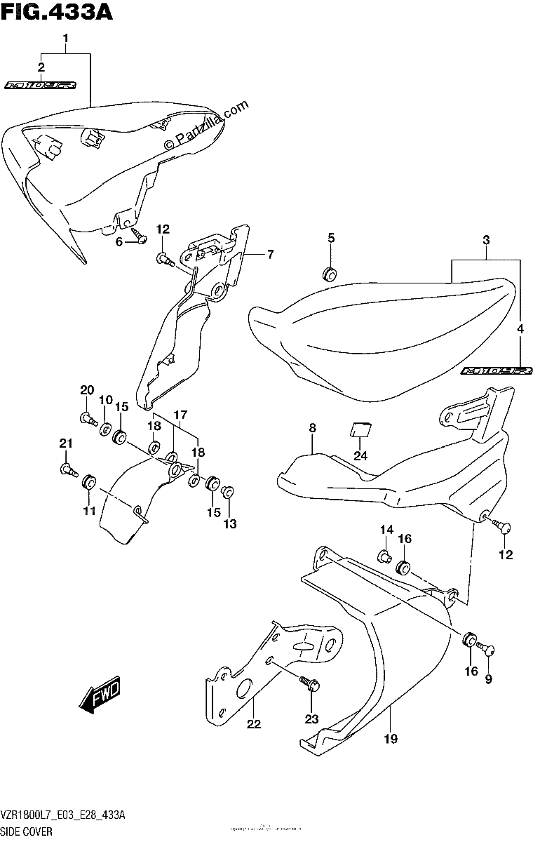 Diagrama de SIDE COVER VZR1800L7 E28