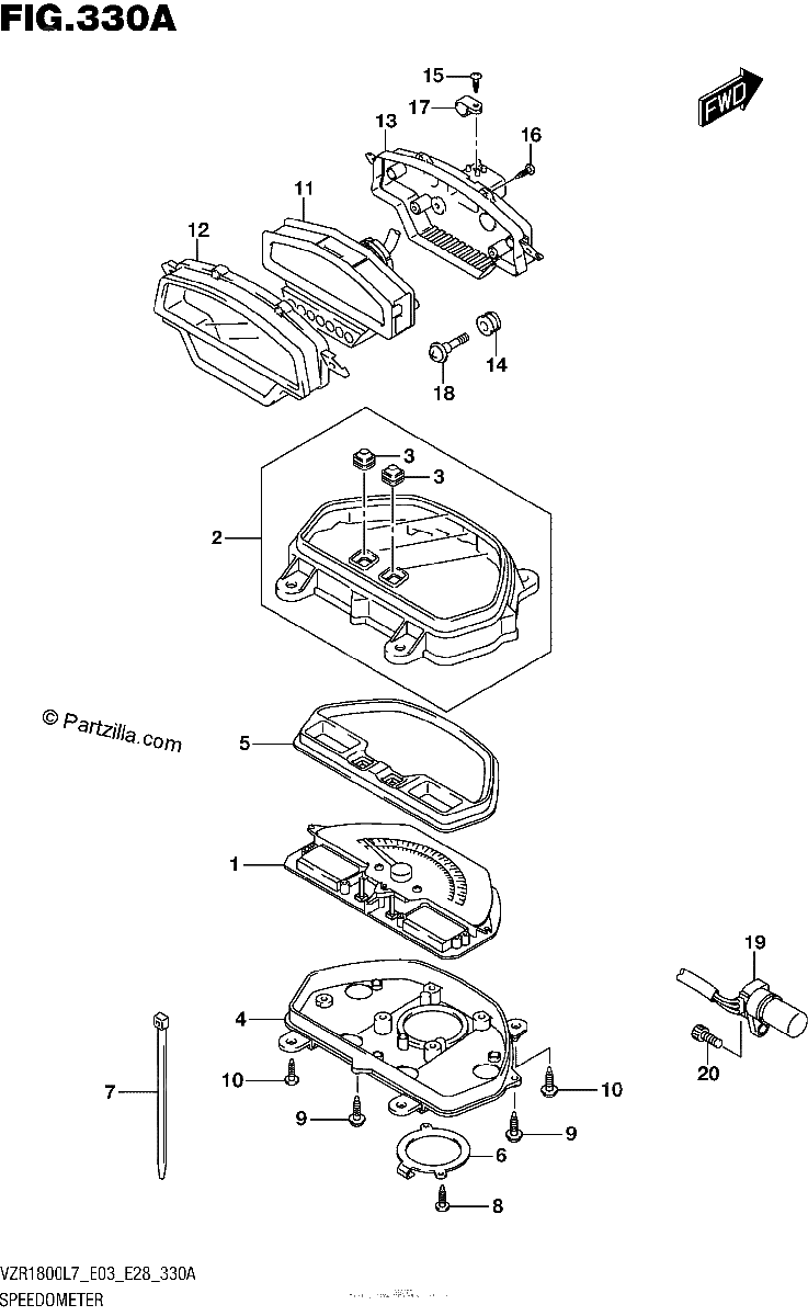 Diagrama de SPEEDOMETER VZR1800L7 E28