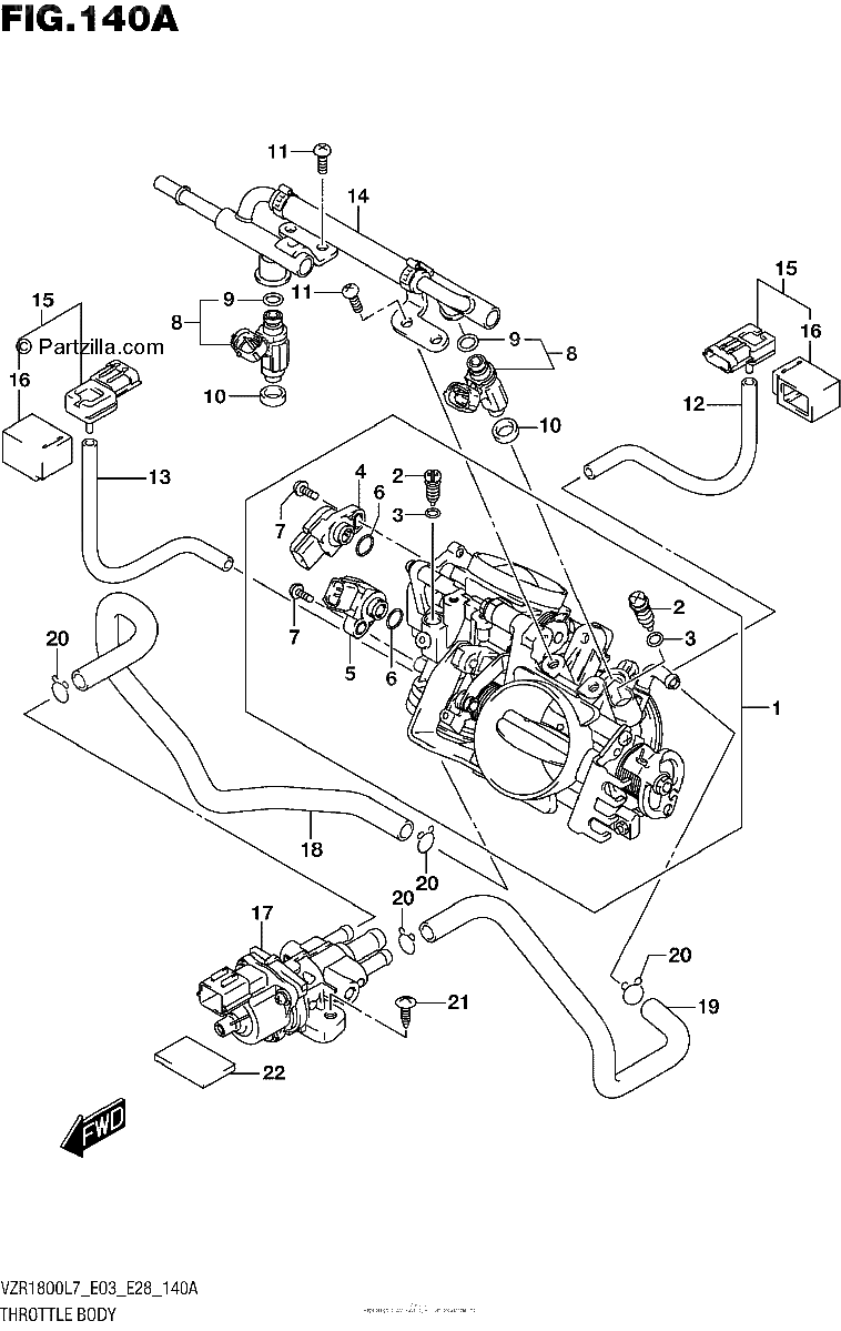 Diagrama de THROTTLE BODY VZR1800L7 E28