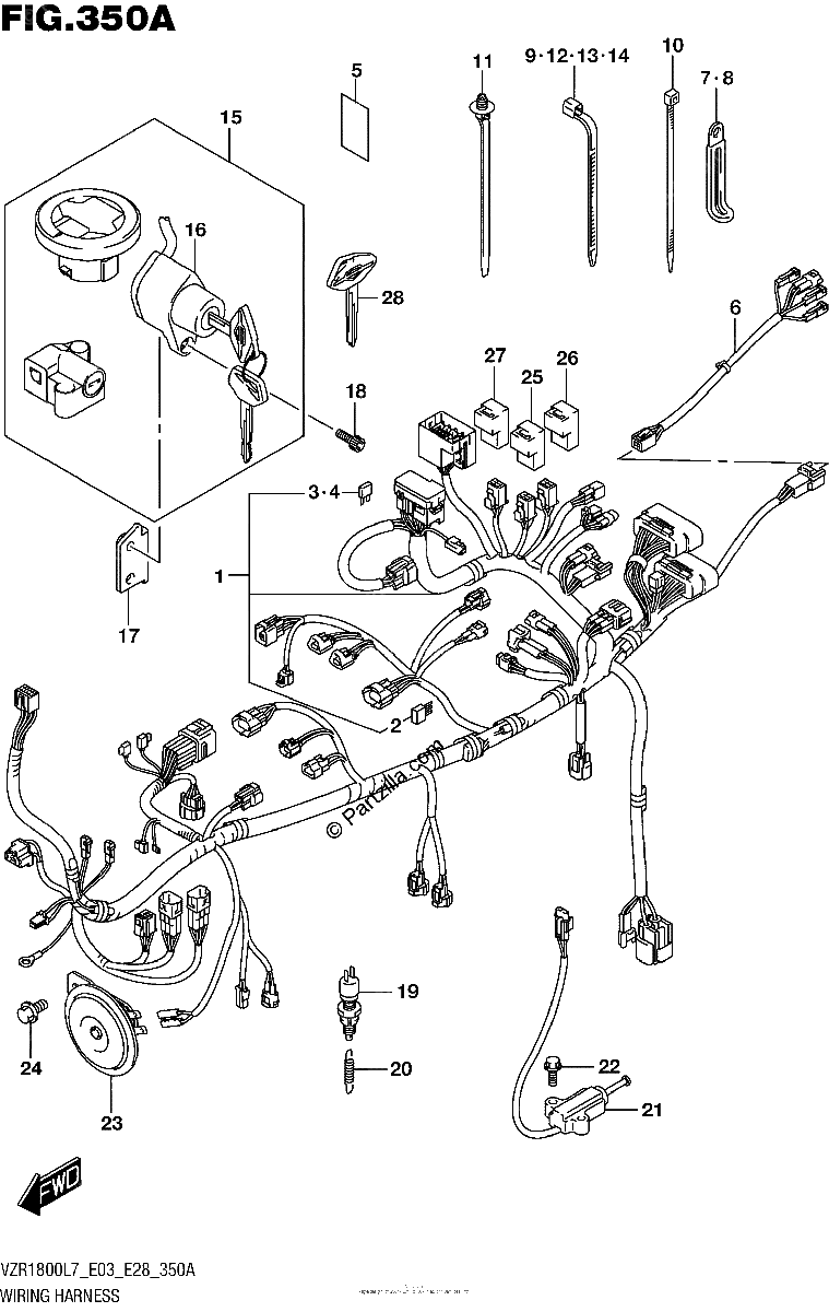 Diagrama de WIRING HARNESS VZR1800L7 E28