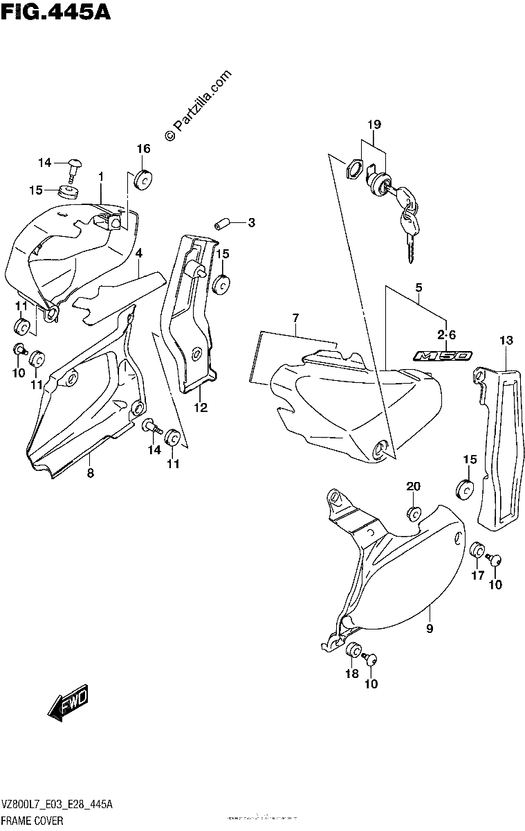 Diagrama de FRAME COVER VZ800L7 E03