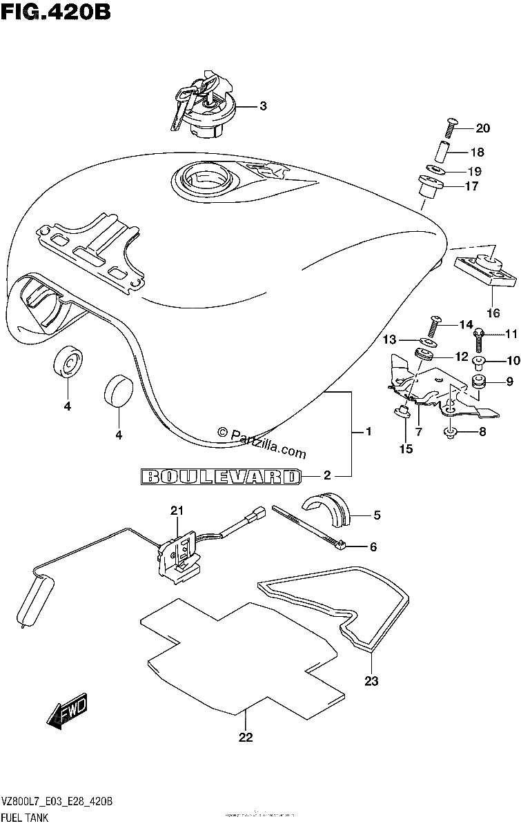 Diagrama de FUEL TANK VZ800L7 E28