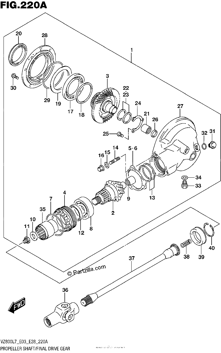 Diagrama de PROPELLER SHAFT FINAL DRIVE GEAR