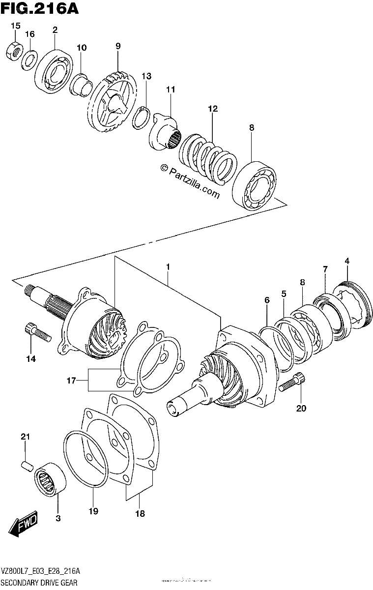Diagrama de SECONDARY DRIVE GEAR